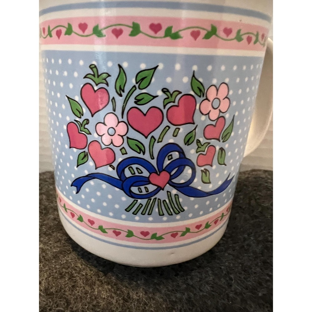 Sweet Vintage Mug Featuring a Boutique of Hearts and Flowers.